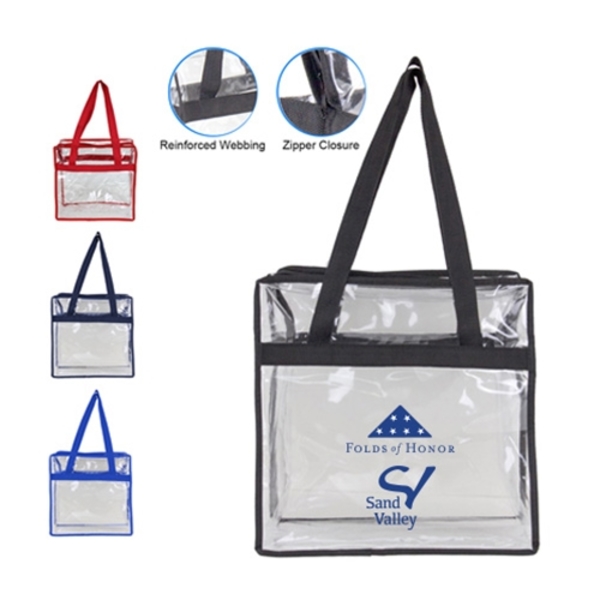 Basic Clear Stadium Security Zipper Tote